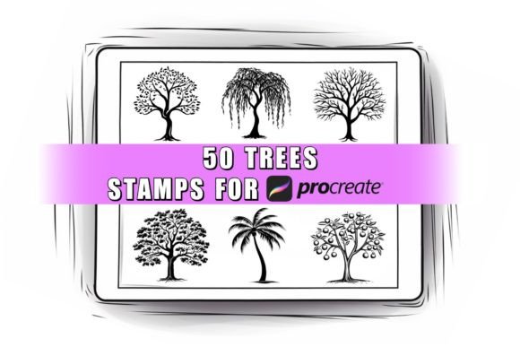 Download 50 Trees Procreate Stamps Brushes - Stamps Collection