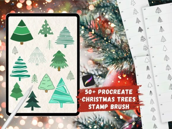 Download Procreate Christmas Tree Stamps Brushes - Stamps Collection