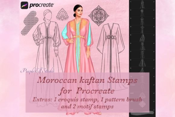 Download Moroccan Kaftan Procreate Stamps - Stamps Collection