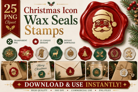 Download Christmas Icon Wax Seals Stamps - Stamps Collection