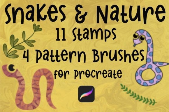 Download Snakes &amp; Nature Stamps for Procreate - Stamps Collection