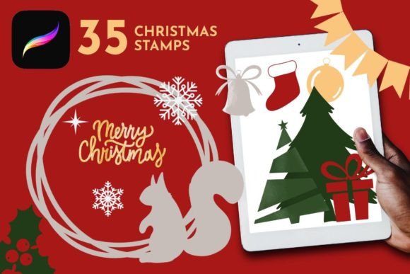 Download Christmas Procreate Brush, Xmas Stamps - Stamps Collection