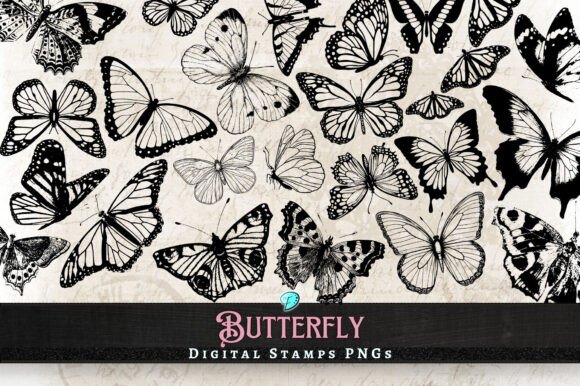 Download Butterfly Digi Stamps Transparent PNGs - Stamps Collection