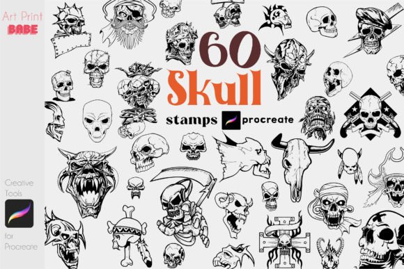 Download Procreate Skull Tattoo Stamps Gothic Art - Stamps Collection