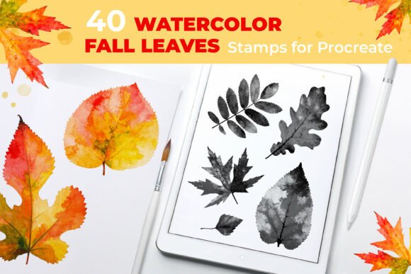 Download Watercolor Fall Leaves Procreate Stamps - Stamps Collection
