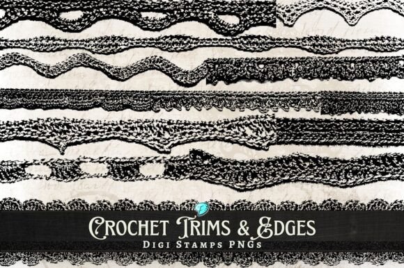 Download Crochet Trims and Edges Digi Stamps PNG - Stamps Collection