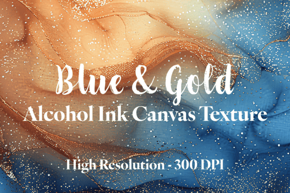 Download Blue &amp; Gold Alcohol Ink Canvas Texture - Premium Resources