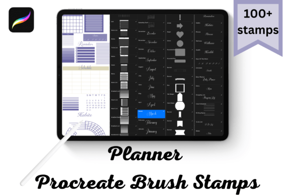 Download Elegant Planner Procreate Brush Stamps - Stamps Collection