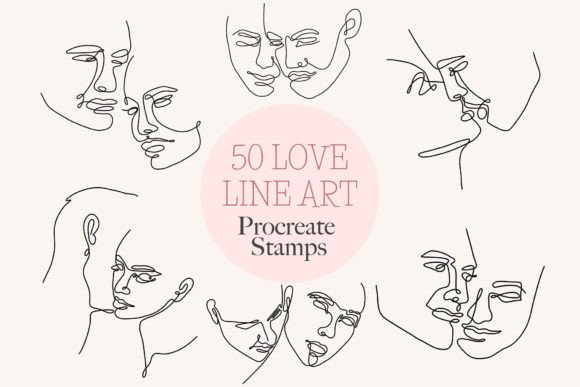 Download 50 Line Art Couple Procreate Stamps - Stamps Collection