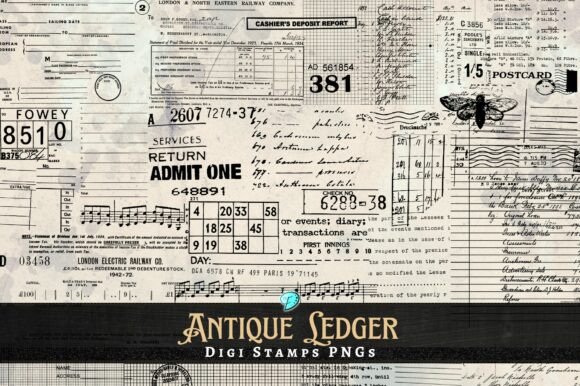 Download Antique Ledger Digi Stamps Clipart - Stamps Collection