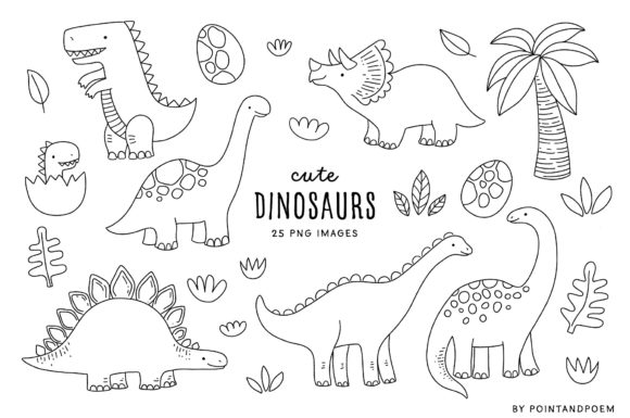 Download Cute Dinosaur Clipart Digital Stamps - Digital Collection