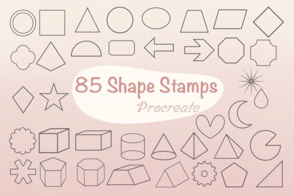 Download 85 Shape 2D &amp; 3D Procreate Brush Stamps - Stamps Collection
