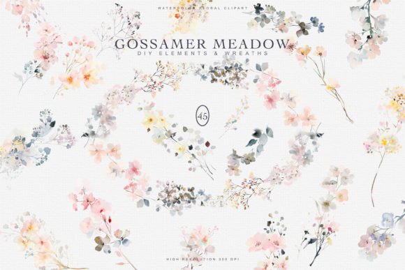 Download Watercolor Wildflowers Digital Clipart - - Digital Collection