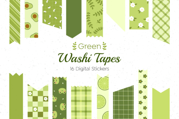 Download Digital Washi Tape Green Set - Digital Collection