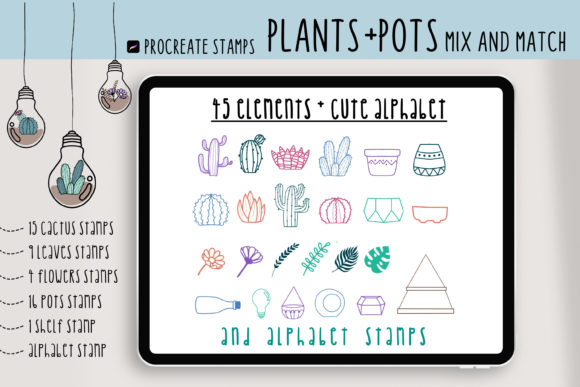 Download Procreate Brushes Stamps Plants and Pots - Stamps Collection