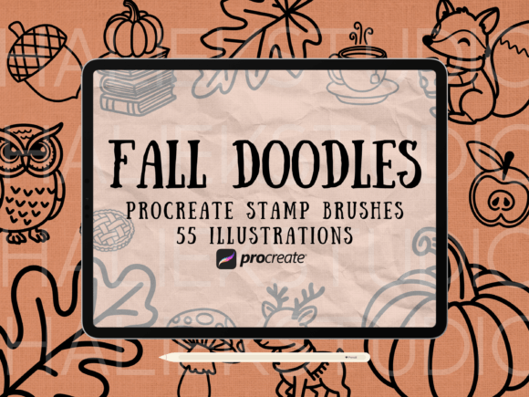 Download Fall Doodle Procreate Stamps Brush Set - Stamps Collection