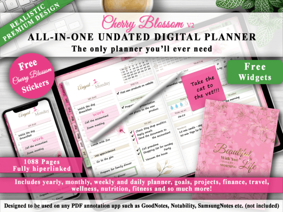 Download All in One Undated Digital Planner - Digital Collection