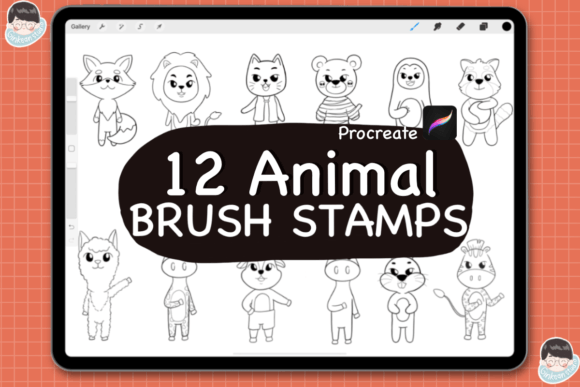 Download 12 Animal Procreate Brush Stamps,Doodle - Stamps Collection
