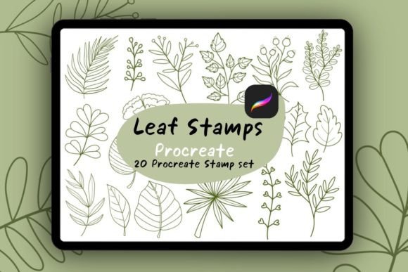 Download 20 Leaf Brush Stamps Procreate - Stamps Collection