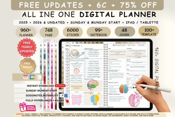 Download Digital Planner Blue 2025 2026 2027 &amp; Undated - Digital Collection