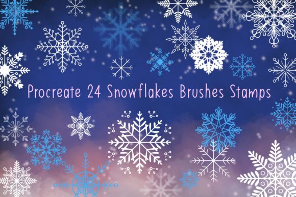 Download Procreate 24 Snowflakes Brushes Stamps - Stamps Collection