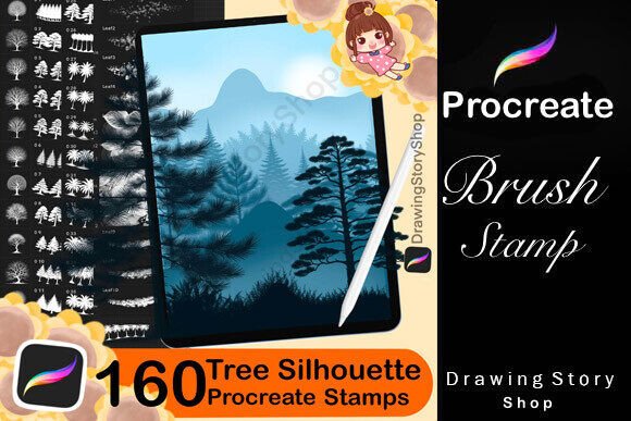 Download 160 Procreate Tree Silhouette Stamps - Stamps Collection