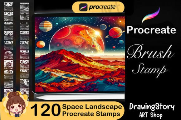 Download 120 Space Landscape Procreate Stamps - Stamps Collection