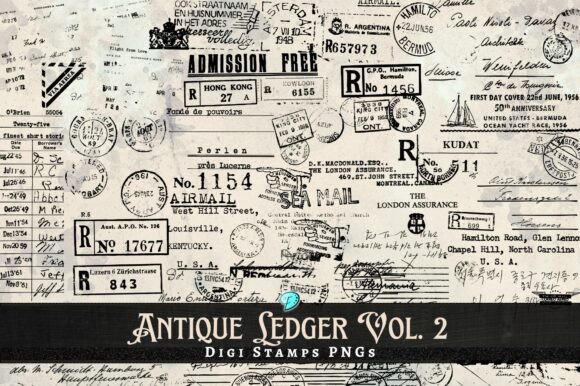 Download Antique Ledger Digi Stamps Vol. 2 - Stamps Collection