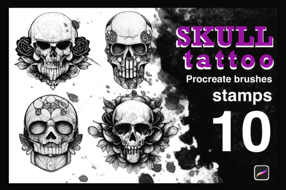 Download Procreate Skull Tattoo Stamps. - Stamps Collection