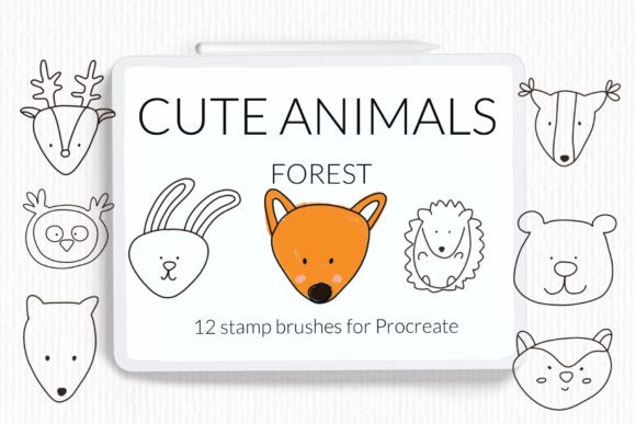 Download Forest Animals Doodle Procreate Stamps - Stamps Collection