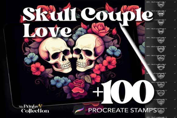 Download 100+ Procreate Skull Couple Love Stamps - Stamps Collection