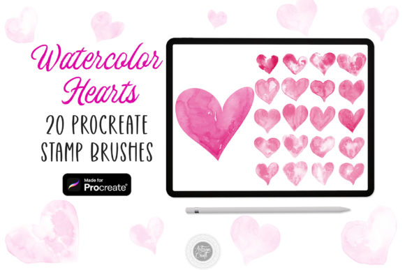 Download Watercolor Hearts Procreate Stamps - Stamps Collection
