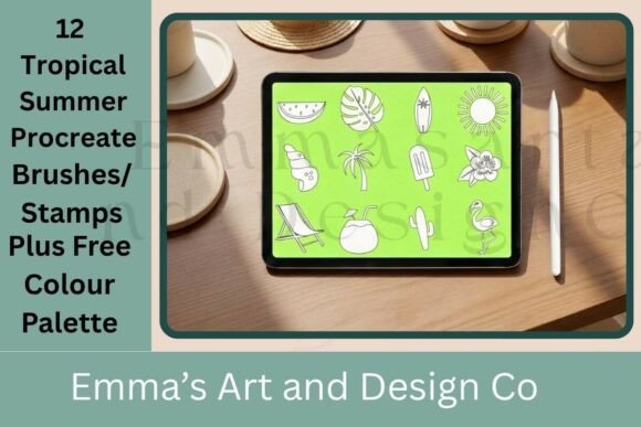 Download Tropical Summer Procreate Stamps - Stamps Collection