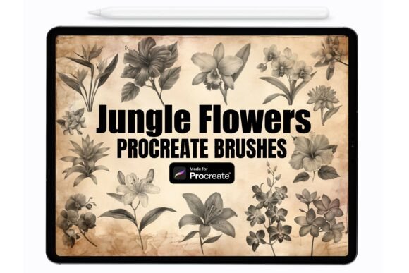 Download Jungle Flowers Procreate Stamps Brushes - Stamps Collection