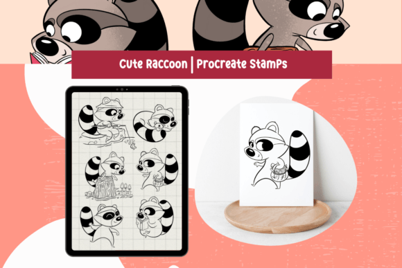 Download Procreate Brushes Cute Raccoon Stamps - Stamps Collection