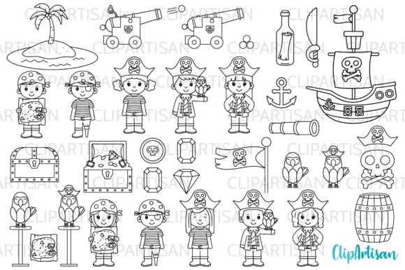 Download Pirate Clip Art, Pirates Digital Stamps - Digital Collection