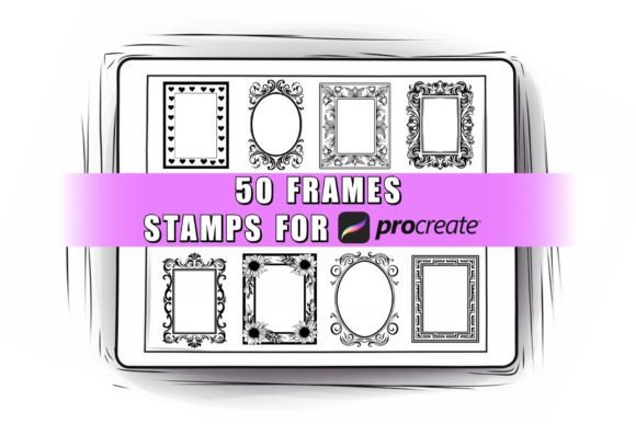 Download 50 Frames Procreate Stamps Brushes - Stamps Collection