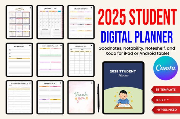 Download 2025 Digital Student Planner Canva - Digital Collection