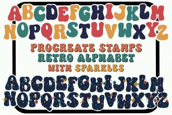 Download Procreate Retro Alphabet Letter Stamps - Stamps Collection