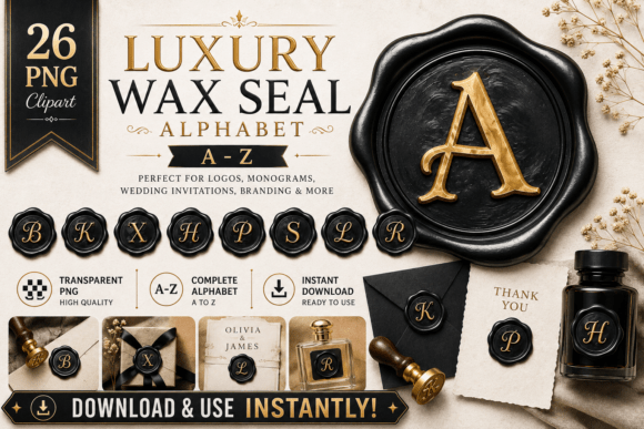 Download Luxury Alphabet Wax Seal Black Stamps - Stamps Collection