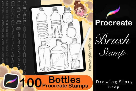 Download 100 Procreate Bottle Brush Stamps - Stamps Collection