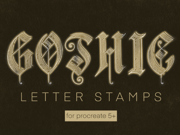 Download Old Gothic Letter Stamps for Procreate - Stamps Collection