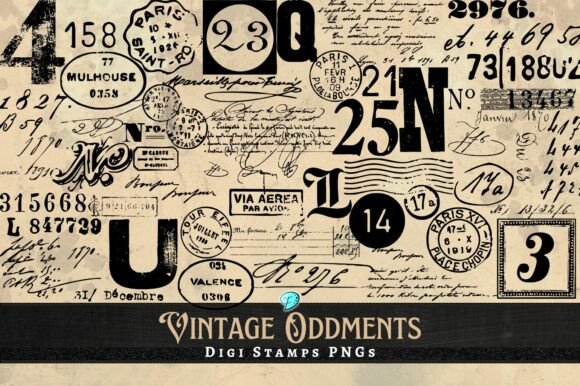 Download Vintage Oddments Digi Stamps PNG Clipart - Stamps Collection