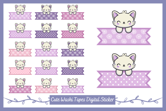 Download Cute Kitten Washi Tapes Digital Stickers - Digital Collection