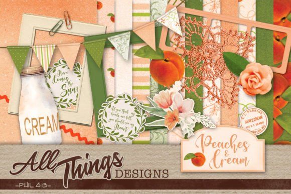 Download Peaches &amp; Cream Digital Scrapbook Kit - Digital scrapbook Collection
