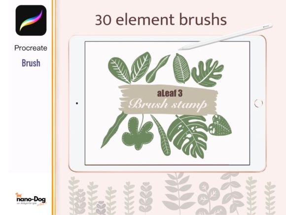 Download Procreate 30 Leaf Brush Stamps - Stamps Collection