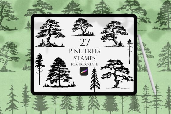 Download Pine Trees Procreate Stamps - Stamps Collection