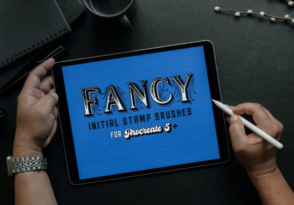 Download Fancy Initial Stamps for Procreate - Stamps Collection