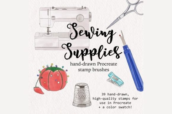 Download Procreate Sewing Supplies Brush Stamps - Stamps Collection