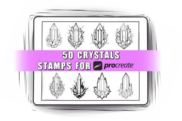 Download 50 Crystal Procreate Stamps Brushes - Stamps Collection